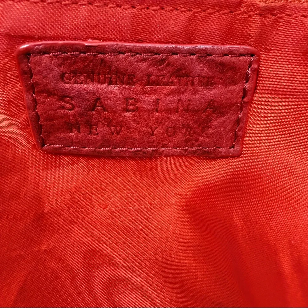 SABINA NEW YORK Red Embossed Leather Hobo Bag Tassels Vintage